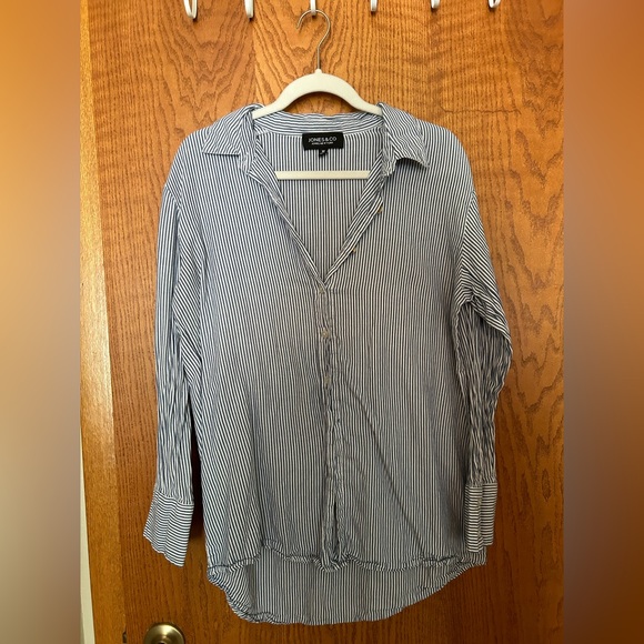 Navy and white pinstripe button down - Picture 1 of 3